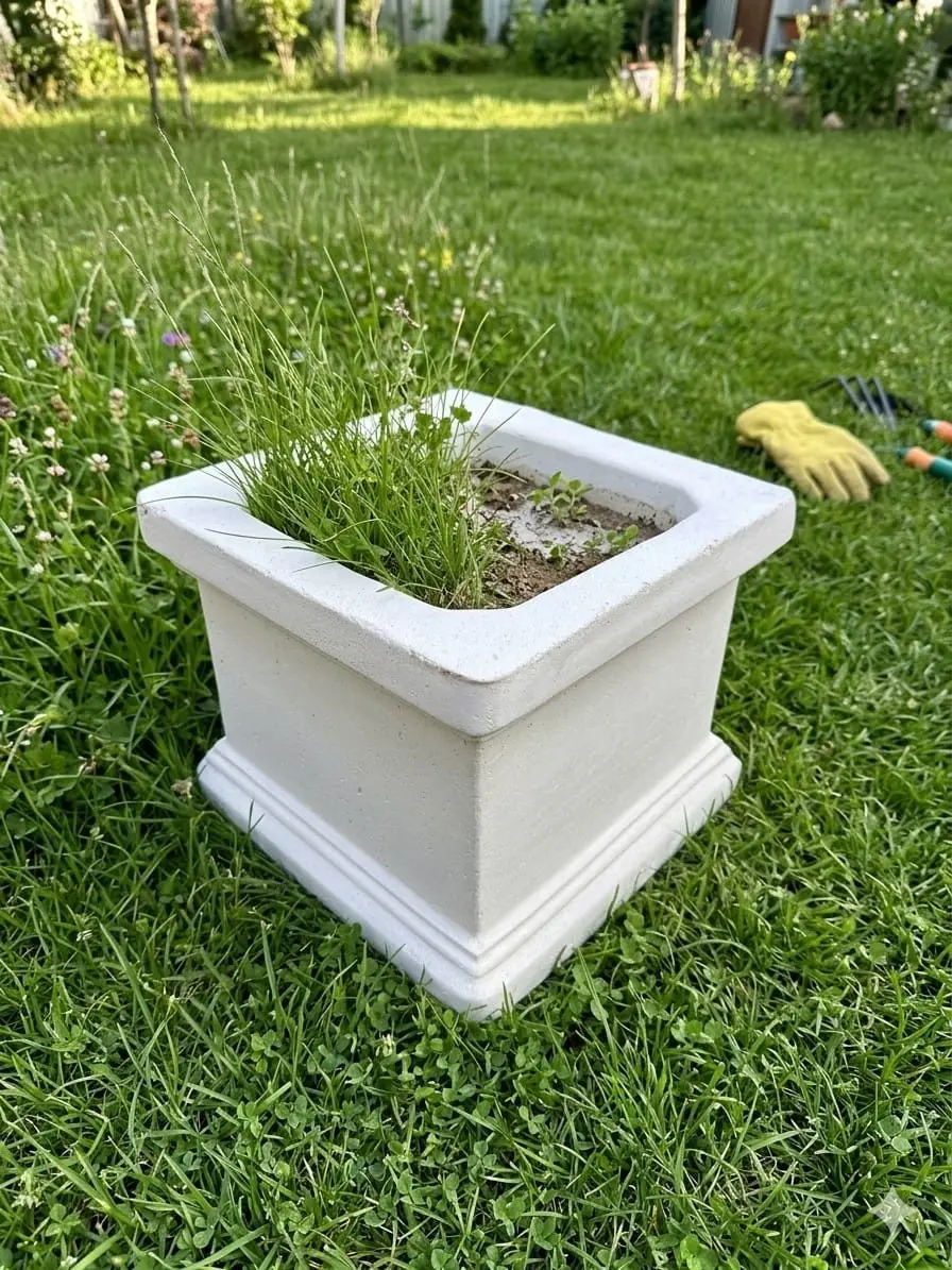 Imagine pentru Jardiniere artizanale din ciment alb și praf de marmura
